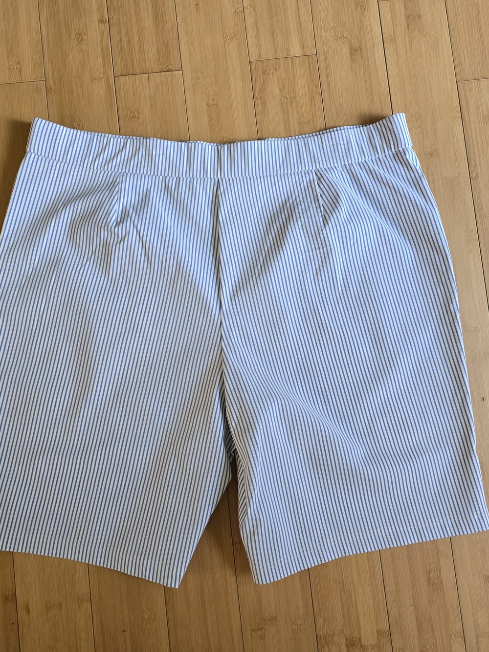 Jones New York White Shorts with Navy Pinstripes